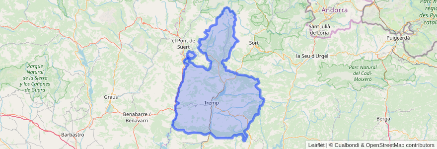 Mapa de ubicacion de Pallars Jussà.