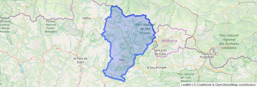 Mapa de ubicacion de Pallars Sobirà.