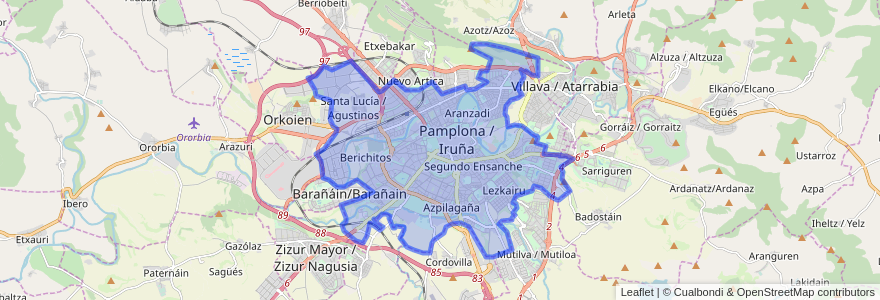 Mapa de ubicacion de Pamplona/Iruña.