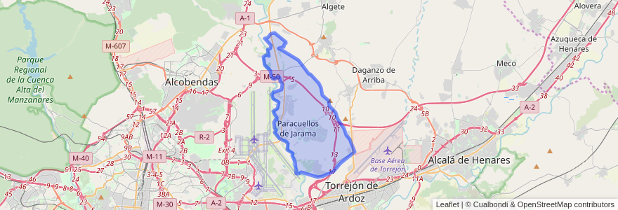 Mapa de ubicacion de Paracuellos de Jarama.