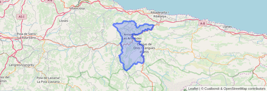 Mapa de ubicacion de Parres.