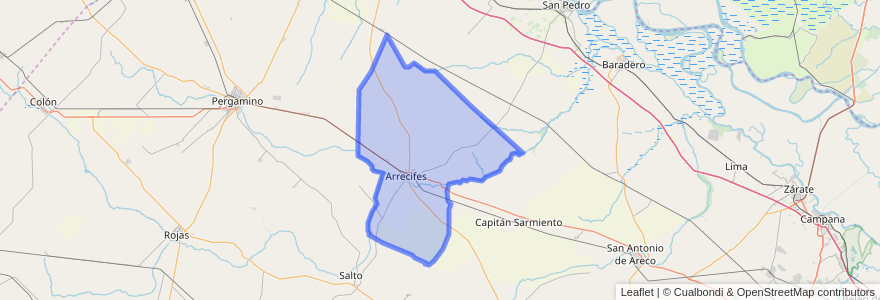 Mapa de ubicacion de Partido de Arrecifes.