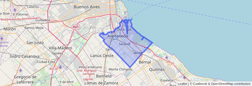 Mapa de ubicacion de Partido de Avellaneda.