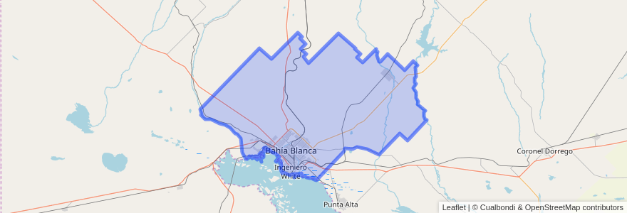 Mapa de ubicacion de Partido de Bahía Blanca.