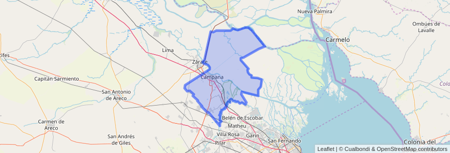 Mapa de ubicacion de Partido de Campana.