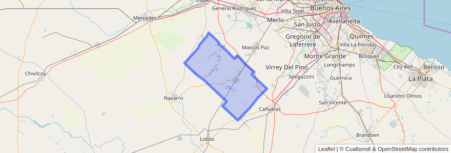 Mapa de ubicacion de Partido de General Las Heras.