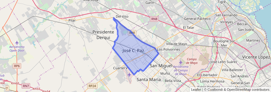 Mapa de ubicacion de Partido de José C. Paz.