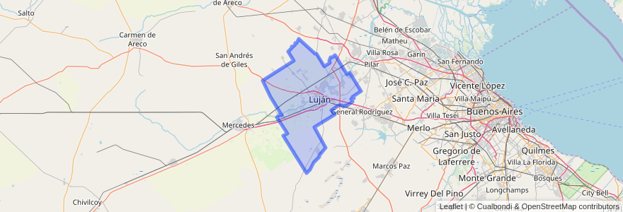 Mapa de ubicacion de Partido de Luján.