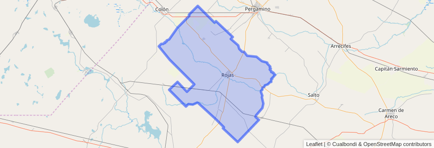 Mapa de ubicacion de Partido de Rojas.