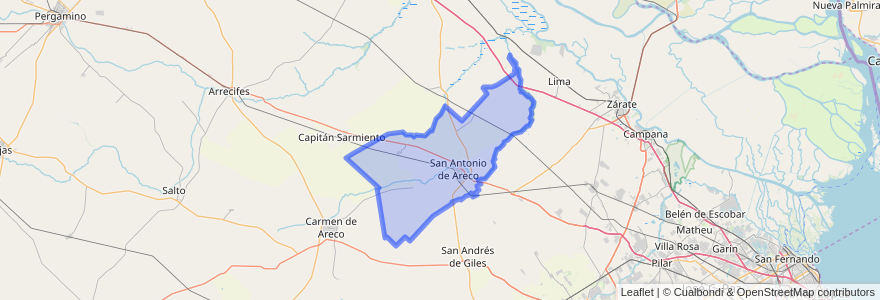 Mapa de ubicacion de Partido de San Antonio de Areco.