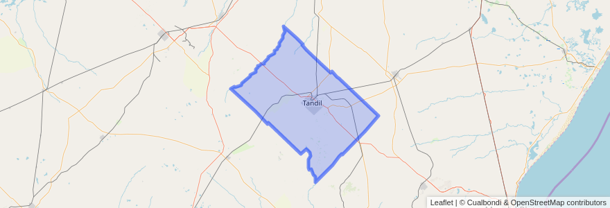 Mapa de ubicacion de Partido de Tandil.