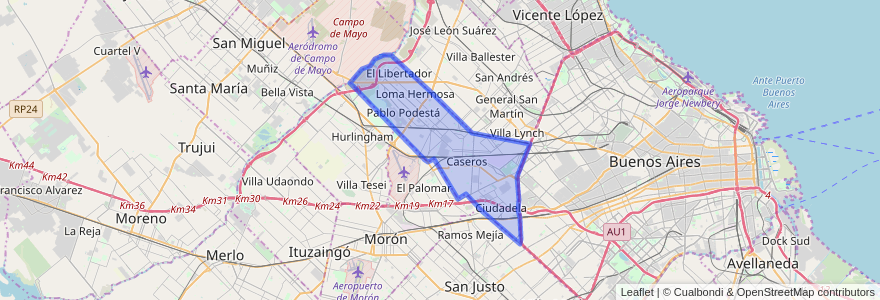Mapa de ubicacion de Partido de Tres de Febrero.