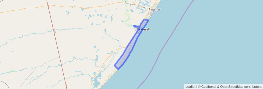 Mapa de ubicacion de Partido de Villa Gesell.