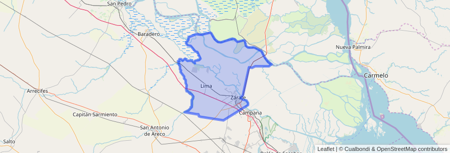 Mapa de ubicacion de Partido de Zárate.