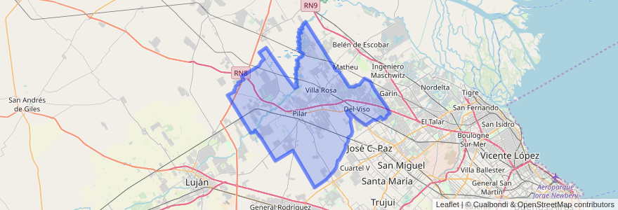 Mapa de ubicacion de Partido del Pilar.