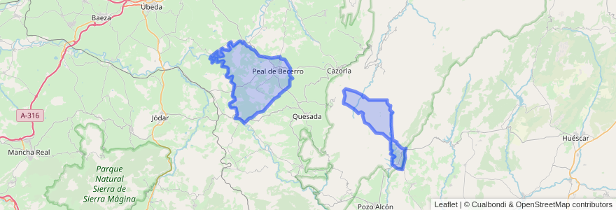 Mapa de ubicacion de Peal de Becerro.