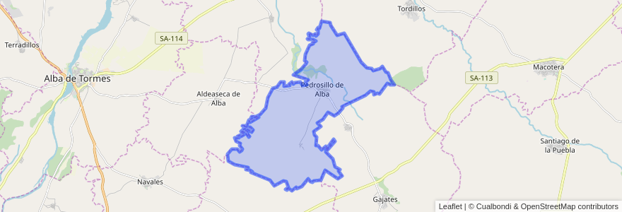 Mapa de ubicacion de Pedrosillo de Alba.