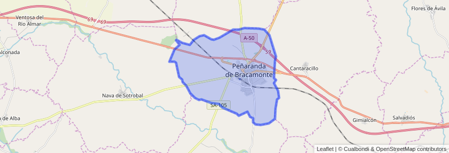 Mapa de ubicacion de Peñaranda de Bracamonte.