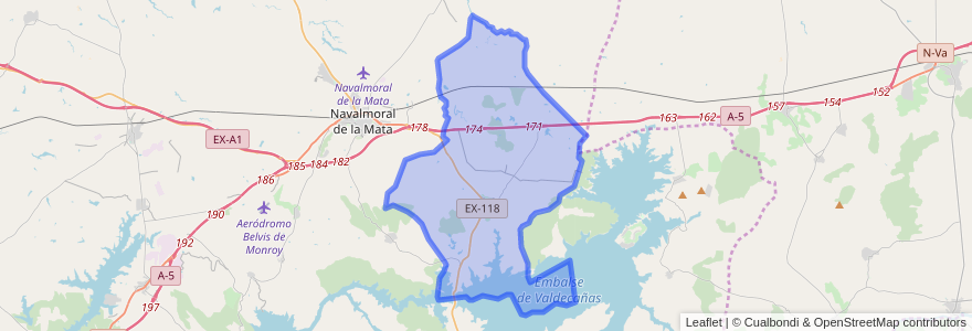 Mapa de ubicacion de Peraleda de la Mata.