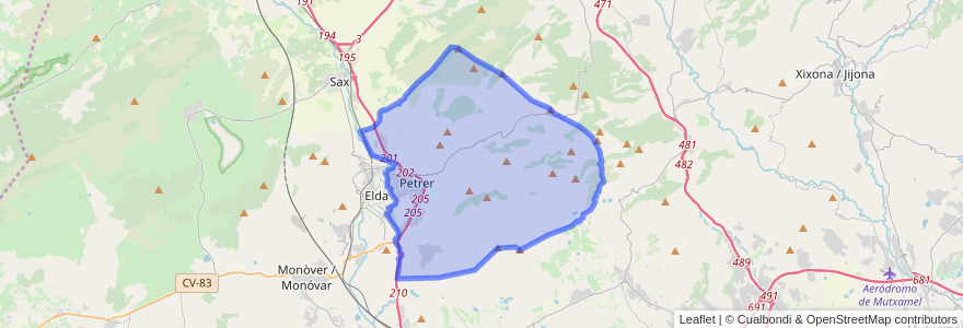 Mapa de ubicacion de Petrer.