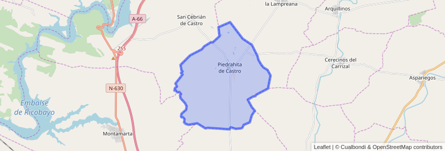 Mapa de ubicacion de Piedrahita de Castro.