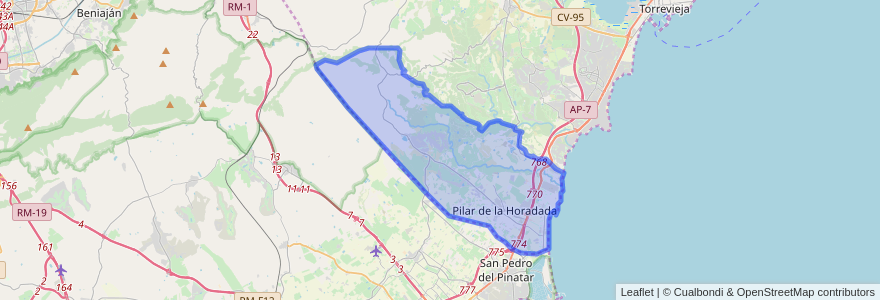 Mapa de ubicacion de Pilar de la Horadada.