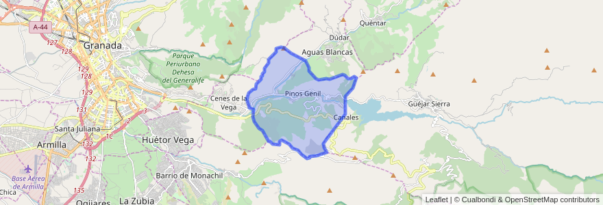 Mapa de ubicacion de Pinos Genil.