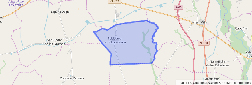 Mapa de ubicacion de Pobladura de Pelayo García.