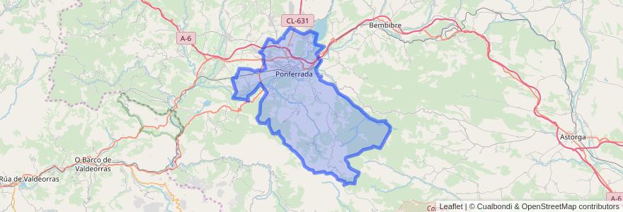 Mapa de ubicacion de Ponferrada.