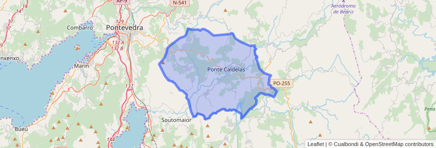 Mapa de ubicacion de Ponte Caldelas.