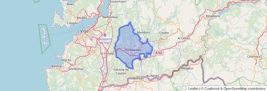 Mapa de ubicacion de Ponteareas.