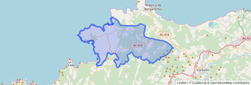 Mapa de ubicacion de Ponteceso.