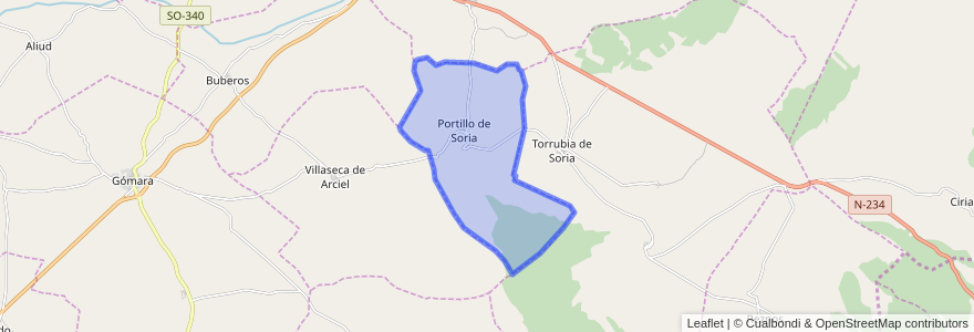 Mapa de ubicacion de Portillo de Soria.