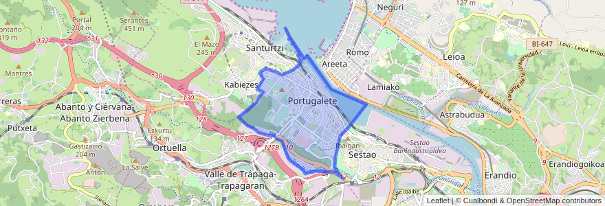 Mapa de ubicacion de Portugalete.