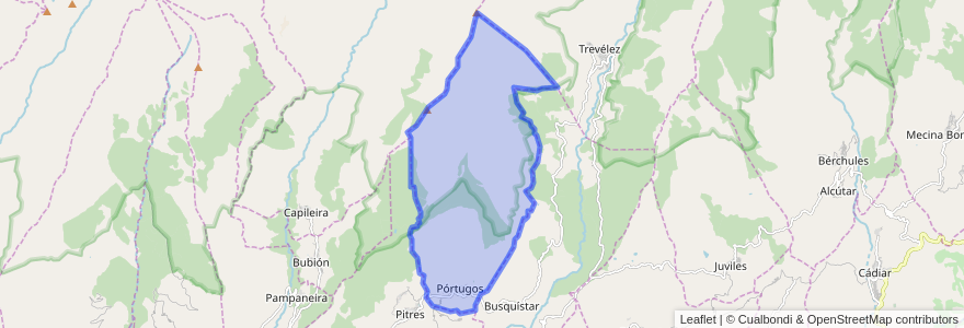 Mapa de ubicacion de Pórtugos.