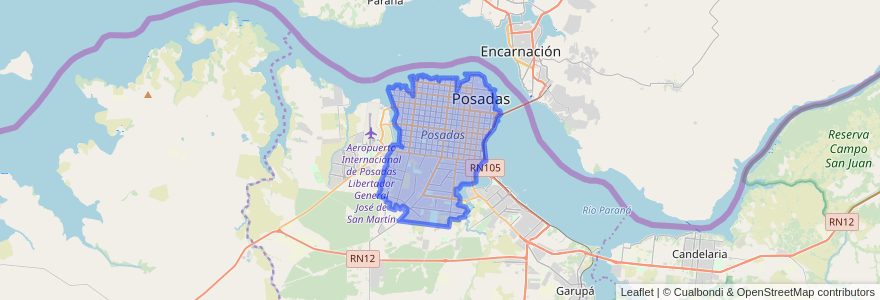 Mapa de ubicacion de Posadas.