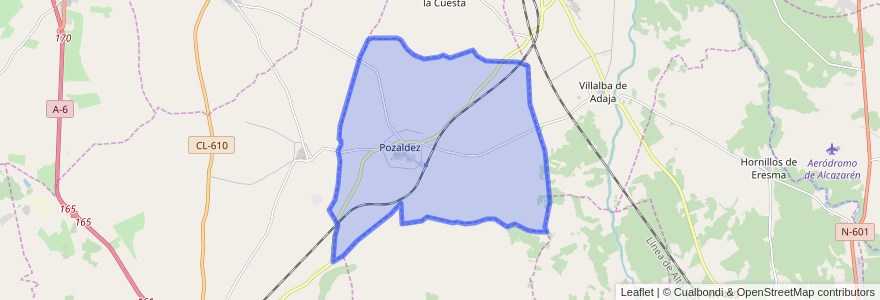 Mapa de ubicacion de Pozaldez.