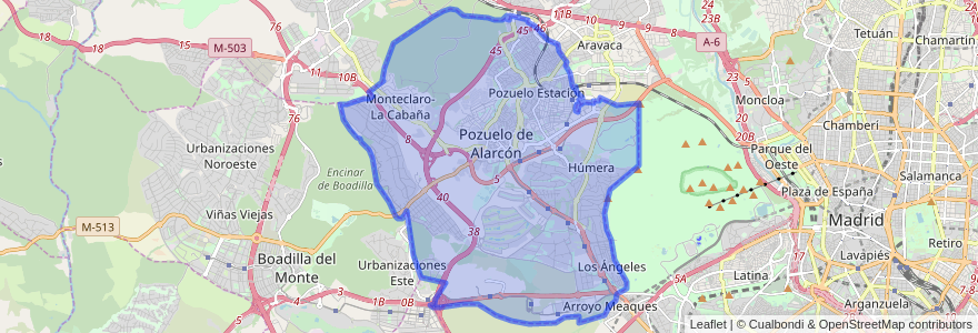 Mapa de ubicacion de Pozuelo de Alarcón.