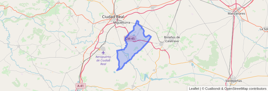 Mapa de ubicacion de Pozuelo de Calatrava.