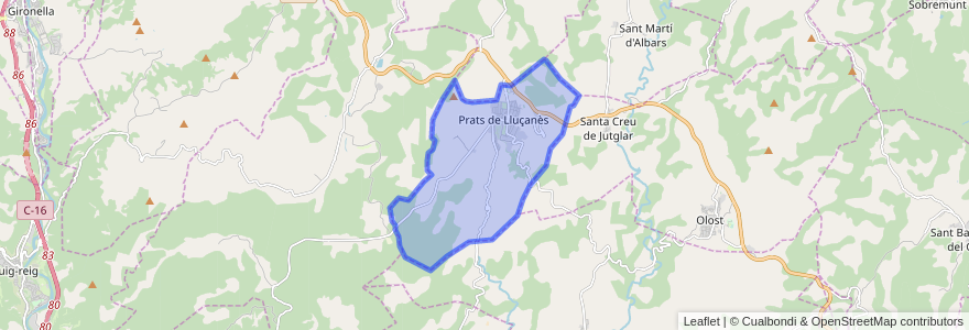 Mapa de ubicacion de Prats de Lluçanès.