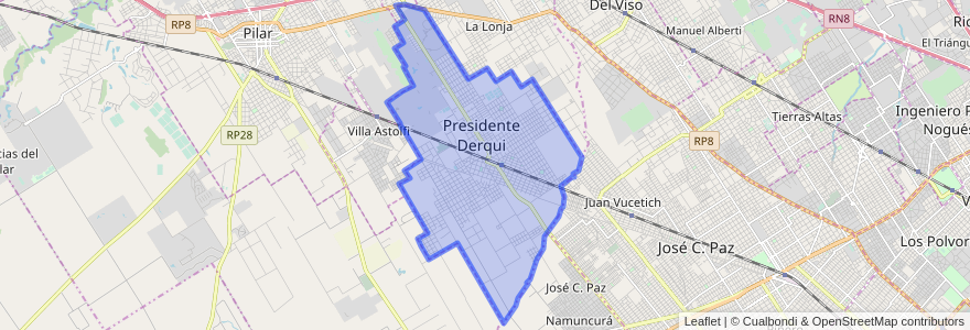 Mapa de ubicacion de Presidente Derqui.