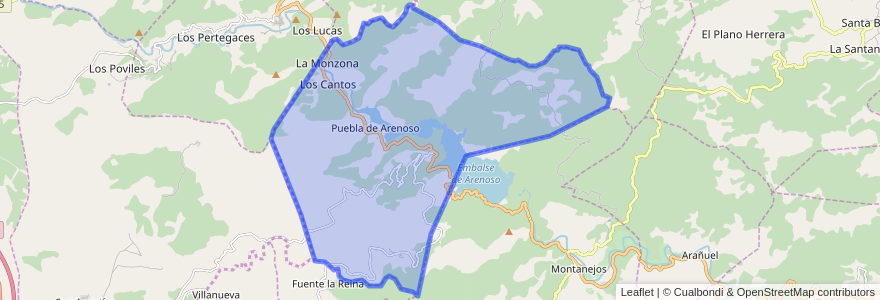 Mapa de ubicacion de Puebla de Arenoso.