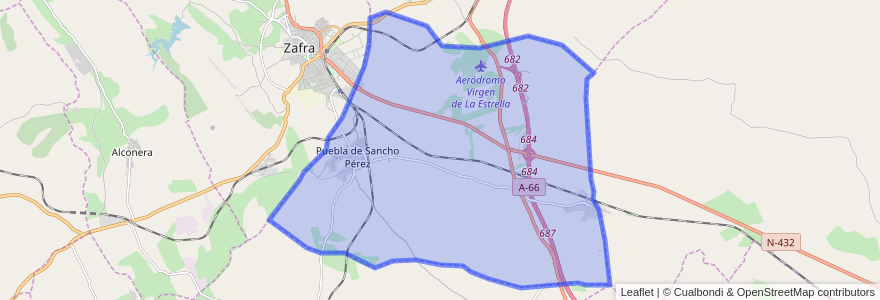 Mapa de ubicacion de Puebla de Sancho Pérez.