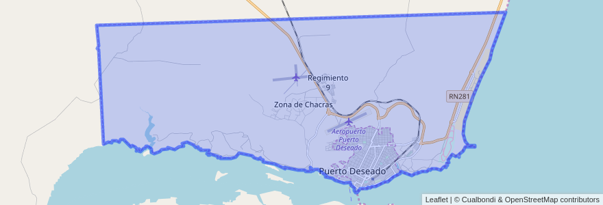 Mapa de ubicacion de Puerto Deseado.