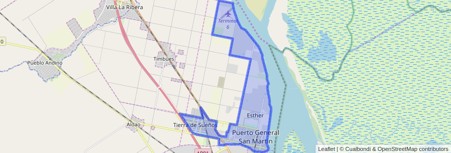 Mapa de ubicacion de Puerto General San Martín.