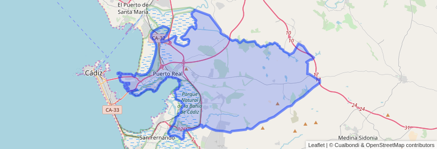 Mapa de ubicacion de Puerto Real.