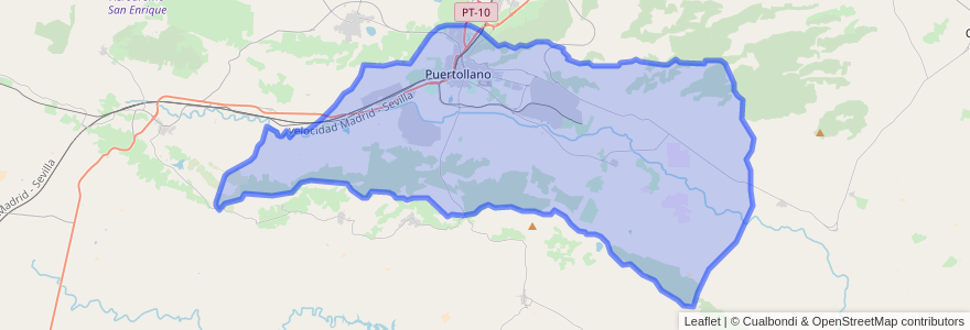 Mapa de ubicacion de Puertollano.