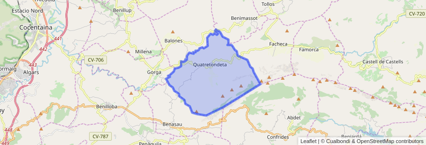 Mapa de ubicacion de Quatretondeta.