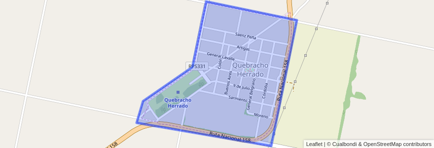 Mapa de ubicacion de Quebracho Herrado.