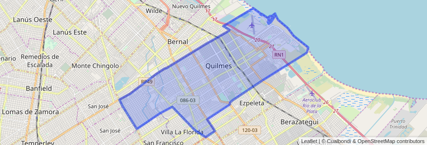 Mapa de ubicacion de Quilmes.